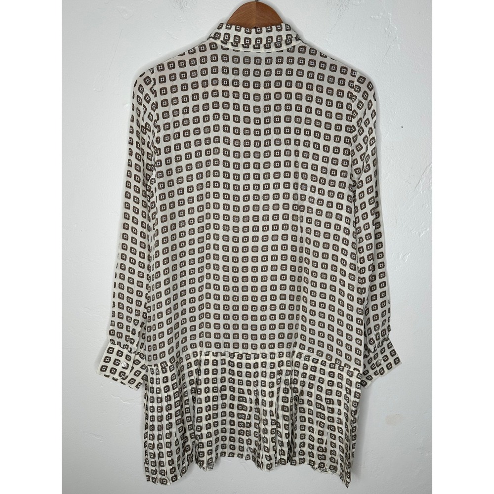 NEW J.Crew Amelia Shirt-Dress Size Small Ivory Brown Foulard Print Pleated - Picture 4 of 9